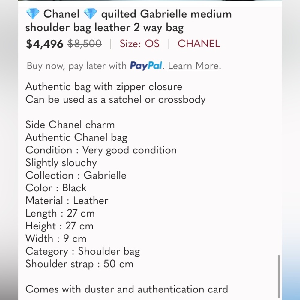 💎✨ BEAUTIFUL ✨💎 Chanel Gabrielle Leather Quilted Shoulder Bag - Picture 14 of 14